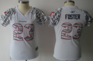 Houston Texans #23 Arian Foster White Womens Zebra Field Flirt Fashion Jersey