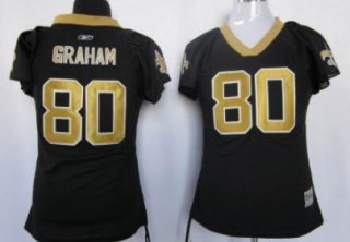 New Orleans Saints #80 Jimmy Graham Black Womens Field Flirt Fashion Jersey