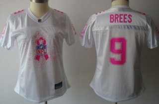 New Orleans Saints #9 Drew Brees 2011 Breast Cancer Awareness White Womens Fashion Jersey