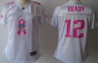 New England Patriots #12 Tom Brady 2011 Breast Cancer Awareness White Womens Fashion Jersey