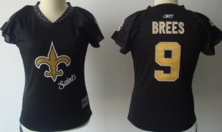 New Orleans Saints #9 Drew Brees 2011 Black Womens Field Flirt Fashion Jersey