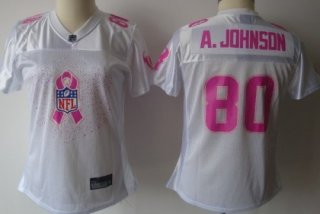 Houston Texans #80 Andre Johnson 2011 Breast Cancer Awareness White Womens Fashion Jersey