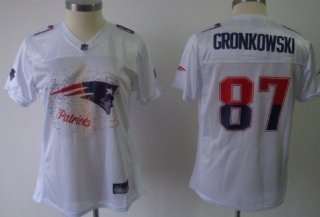 New England Patriots #87 Rob Gronkowski White Fem Fan Womens Jersey