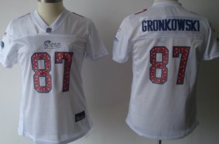 New England Patriots #87 Rob Gronkowski White Womens Sweetheart Jersey