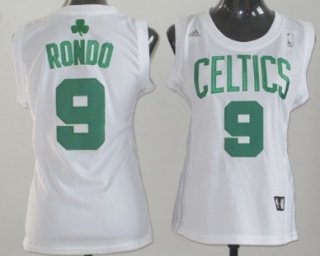 Boston Celtics #9 Rajon Rondo White Womens Jersey