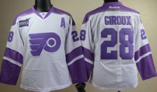 Philadelphia Flyers #28 Claude Giroux White Womens Fights Cancer Jersey