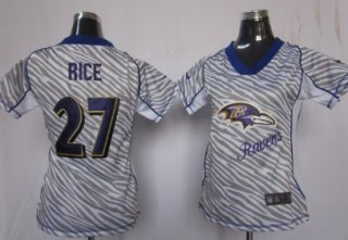 Nike Baltimore Ravens #27 Ray Rice 2012 Womens Zebra Fashion Jersey