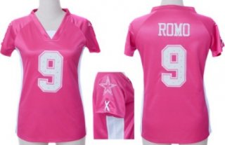 Nike Dallas Cowboys #9 Tony Romo 2012 Pink Womens Draft Him II Top Jersey