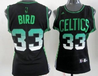 Boston Celtics #33 Larry Bird Vibe Black Fashion Womens Jersey