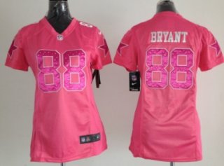 Nike Dallas Cowboys #88 Dez Bryant Pink Sweetheart Diamond Womens Jersey