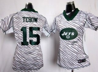 Nike New York Jets #15 Tim Tebow 2012 Womens Zebra Fashion Jersey