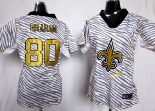 Nike New Orleans Saints #80 Jimmy Graham 2012 Womens Zebra Fashion Jersey