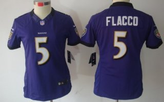 Nike Baltimore Ravens #5 Joe Flacco Purple Limited Womens Jersey
