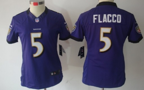 Nike Baltimore Ravens #5 Joe Flacco Purple Limited Womens Jersey