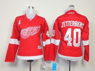 Detroit Red Wings #40 Henrik Zetterberg Red Womens Jersey