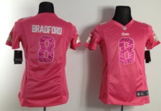 Nike St. Louis Rams #8 Sam Bradford Pink Sweetheart Diamond Womens Jersey