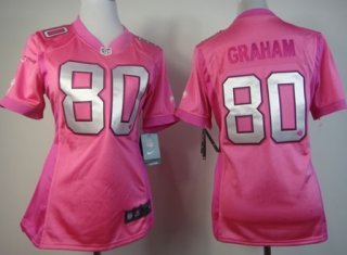Nike New Orleans Saints #80 Jimmy Graham Pink Love Womens Jersey