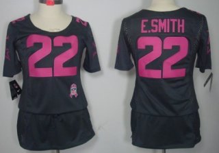 Nike Dallas Cowboys #22 Emmitt Smith Breast Cancer Awareness Gray Womens Jersey