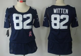Nike Dallas Cowboys #82 Jason Witten Breast Cancer Awareness Navy Blue Womens Jersey