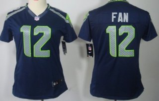 Nike Seattle Seahawks #12 Fan Navy Blue Limited Womens Jersey
