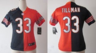 Nike Chicago Bears #33 Charles Tillman Blue/Orange Two Tone Womens Jersey