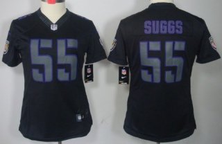 Nike Baltimore Ravens #55 Terrell Suggs Black Impact Limited Womens Jersey