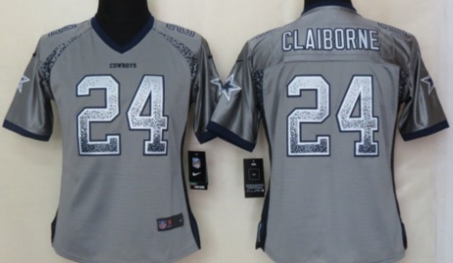 Nike Dallas Cowboys #24 Morris Claiborne Drift Fashion Gray Womens Jersey