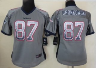 Nike New England Patriots #87 Rob Gronkowski Drift Fashion Gray Womens Jersey