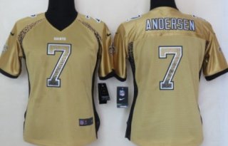 Nike New Orleans Saints #7 Morten Andersen Drift Fashion Gold Womens Jersey