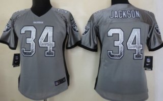 Nike Oakland Raiders #34 Bo Jackson Drift Fashion Gray Womens Jersey