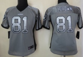 Nike Oakland Raiders #81 Tim Brown Drift Fashion Gray Womens Jersey