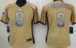 Nike St. Louis Rams #8 Sam Bradford Drift Fashion Gold Womens Jersey
