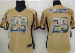 Nike St. Louis Rams #29 Eric Dickerson Drift Fashion Gold Womens Jersey
