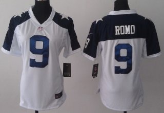 Nike Dallas Cowboys #9 Tony Romo White Thanksgiving Game Womens Jersey
