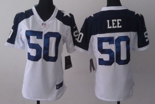 Nike Dallas Cowboys #50 Sean Lee White Thanksgiving Game Womens Jersey