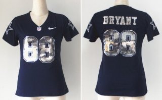 Nike Dallas Cowboys #88 Dez Bryant Handwork Sequin Lettering Fashion Blue Womens Jersey