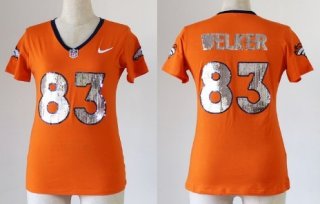 Nike Denver Broncos #83 Wes Welker Handwork Sequin Lettering Fashion Orange Womens Jersey