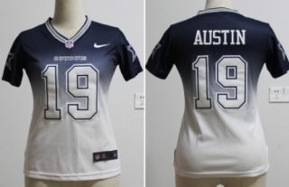 Nike Dallas Cowboys #19 Miles Austin Blue/White Fadeaway Womens Jersey