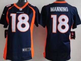 Nike Denver Broncos #18 Peyton Manning 2013 Blue Game Womens Jersey