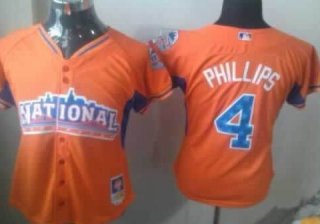 Cincinnati Reds #4 Brandon Phillips 2013 All-Star Orange Womens Jersey