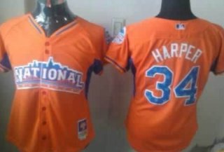 Washington Nationals #34 Bryce Harper 2013 All-Star Orange Womens Jersey