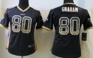 Nike New Orleans Saints #80 Jimmy Graham Drift Fashion Black Womens Jersey