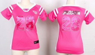 Nike Tennessee Titans #28 Chris Johnson Drilling Sequins Pink Womens Jersey