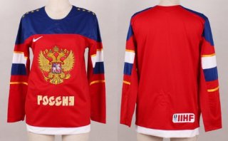 2014 Olympics Russia Blank Red Womens Jersey
