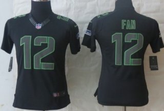 Nike Seattle Seahawks #12 Fan Black Impact Limited Womens Jersey