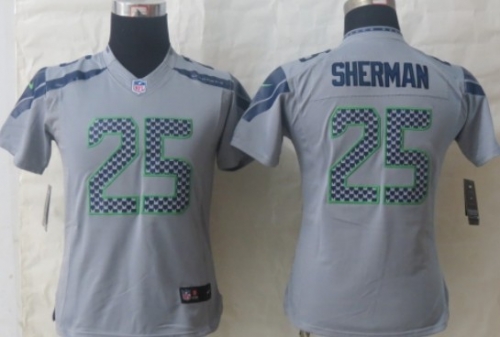 Nike Seattle Seahawks #25 Richard Sherman Gray Limited Womens Jersey