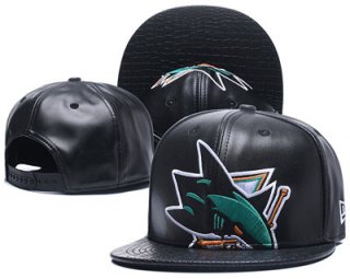 NHL San Jose Sharks Team Logo Black Adjustable Hat L15