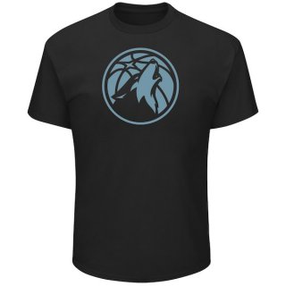 Men's Minnesota Timberwolves Majestic Black Tek Patch Reflective T-Shirt