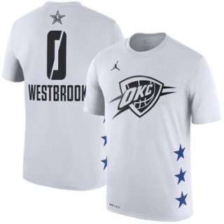 Oklahoma City Thunder 0 Russell Westbrook Jordan Brand 2019 NBA All-Star Game Name & Number T-Shirt Whhite