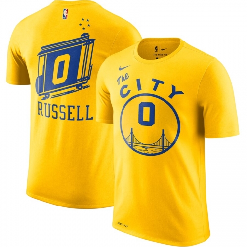 Golden State Warriors #0 D'Angelo Russell Nike Hardwood Classic Name & Number T-Shirt Gold